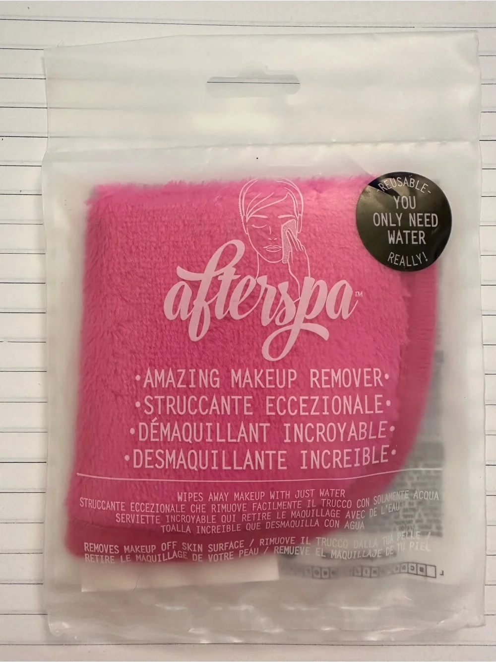 Pink Reusable Makeup Remover Cloth - Gentle Cleansing with Water